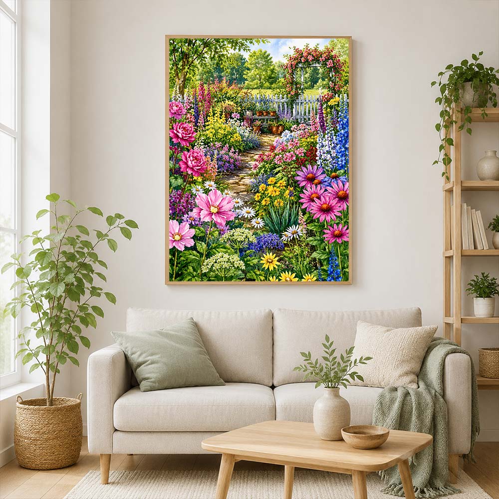 5D Diamond Painting – Romantischer Cottage-Blütengarten