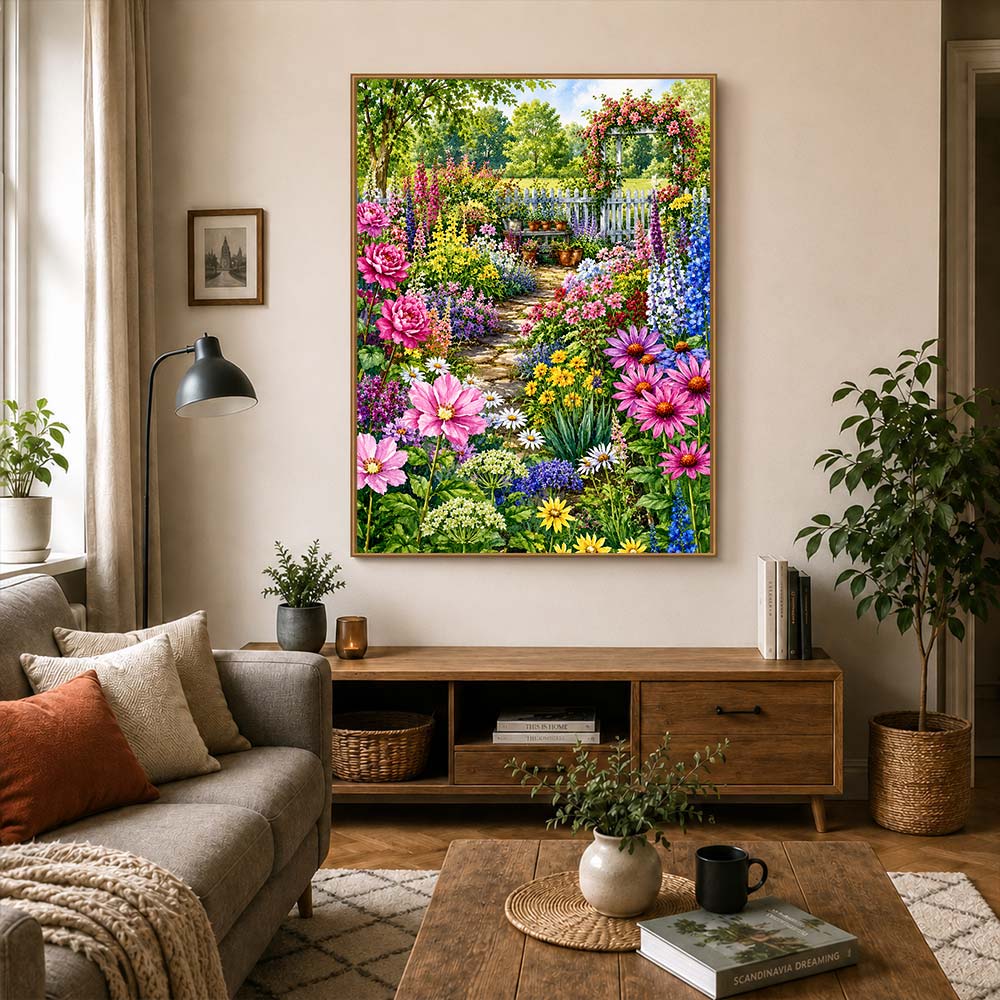 5D Diamond Painting – Romantischer Cottage-Blütengarten