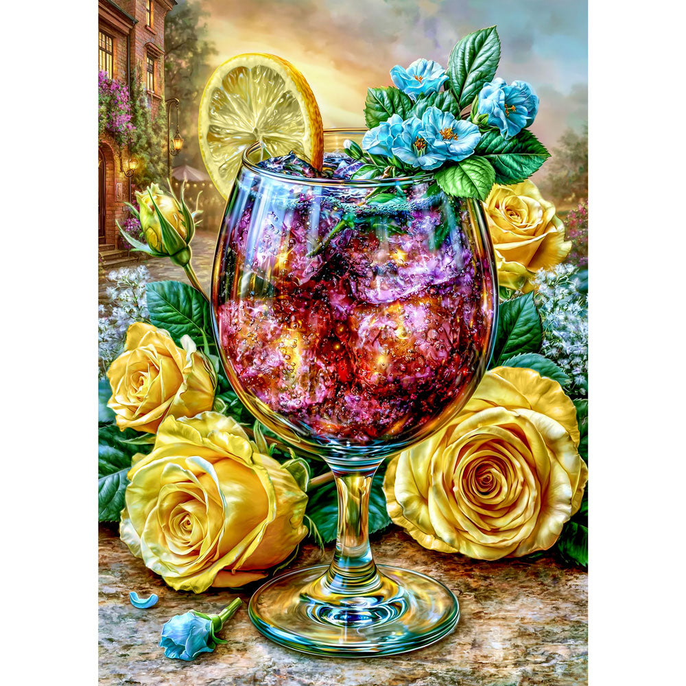 5D Diamond Painting – Rosencocktail bei Abendgold | Unique Diamond