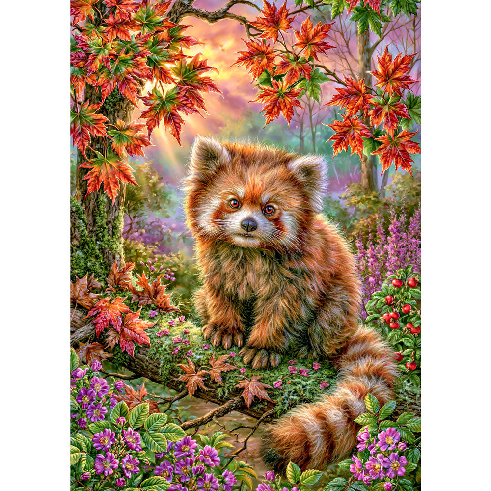 5D Diamond Painting – Roter Panda im goldenen Herbstwald | Unique Diamond