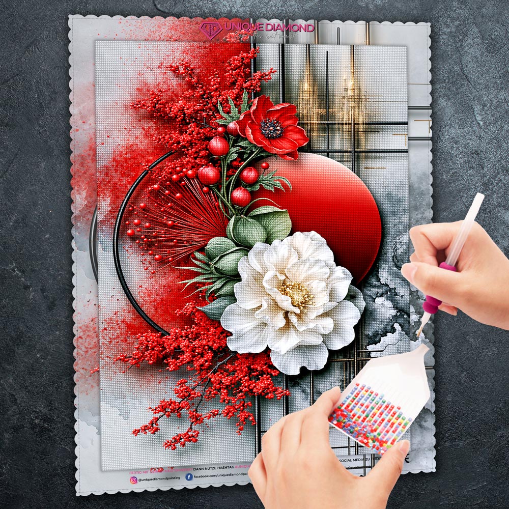 5D Diamond Painting – Rubinblüte der Eleganz