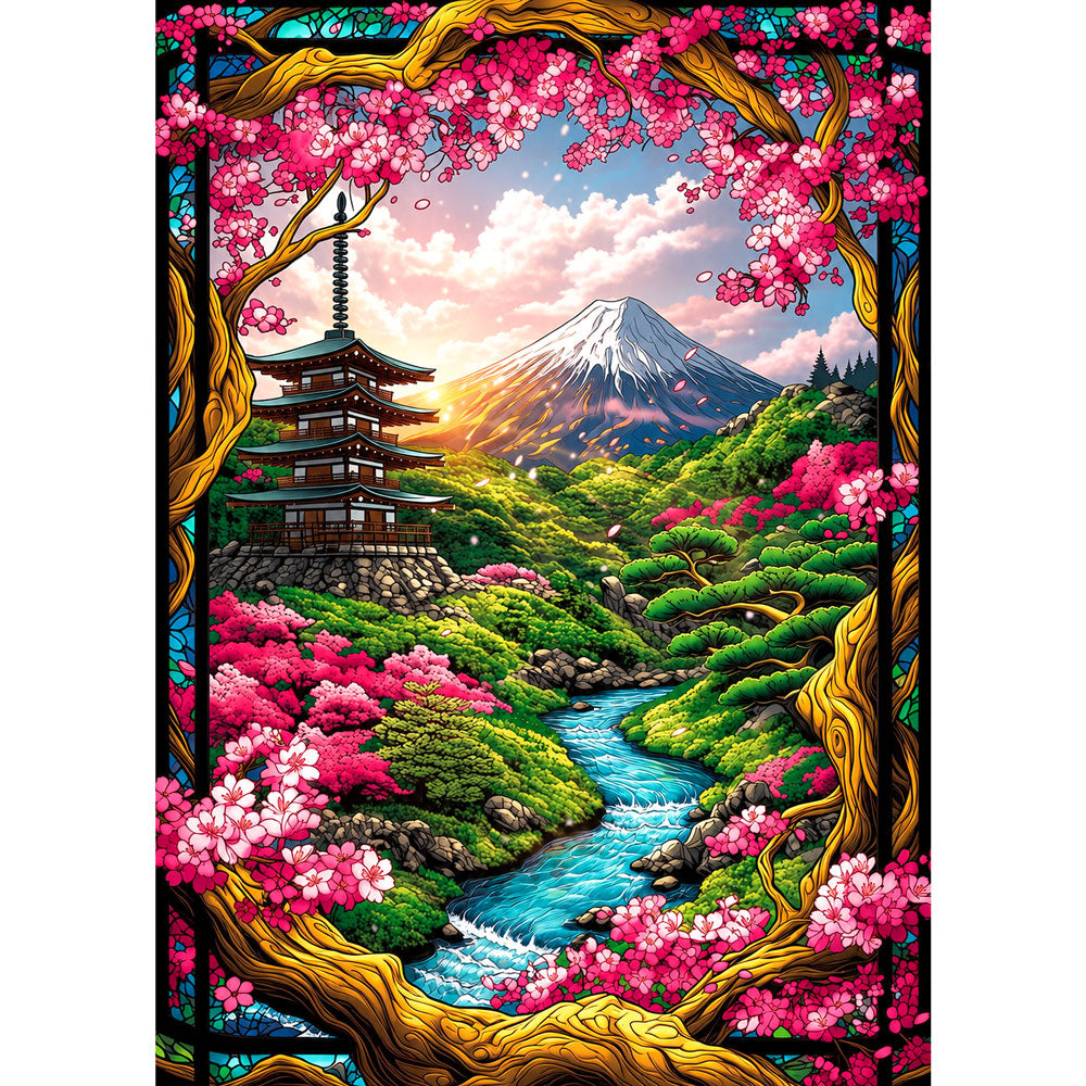5D Diamond Painting – Sakura Valley of Fuji | Unique Diamond