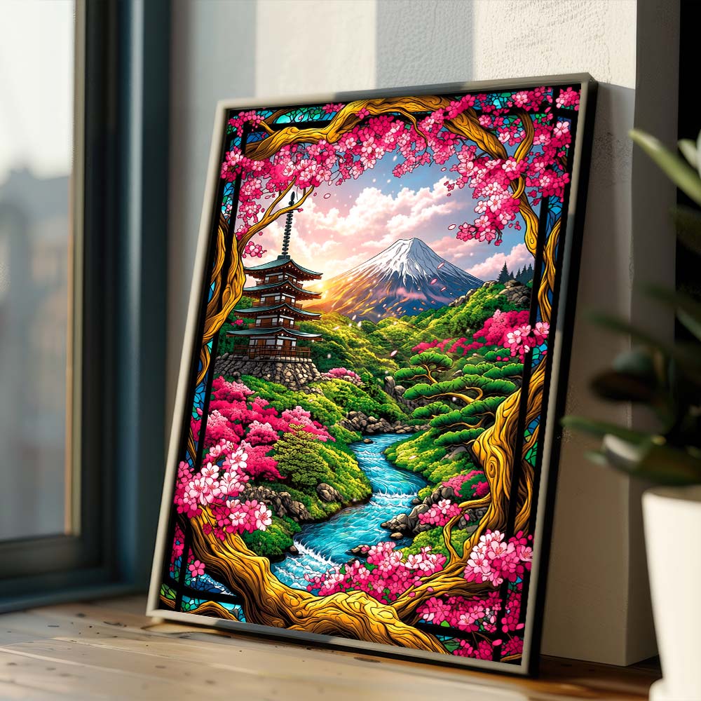 5D Diamond Painting – Sakura Valley of Fuji