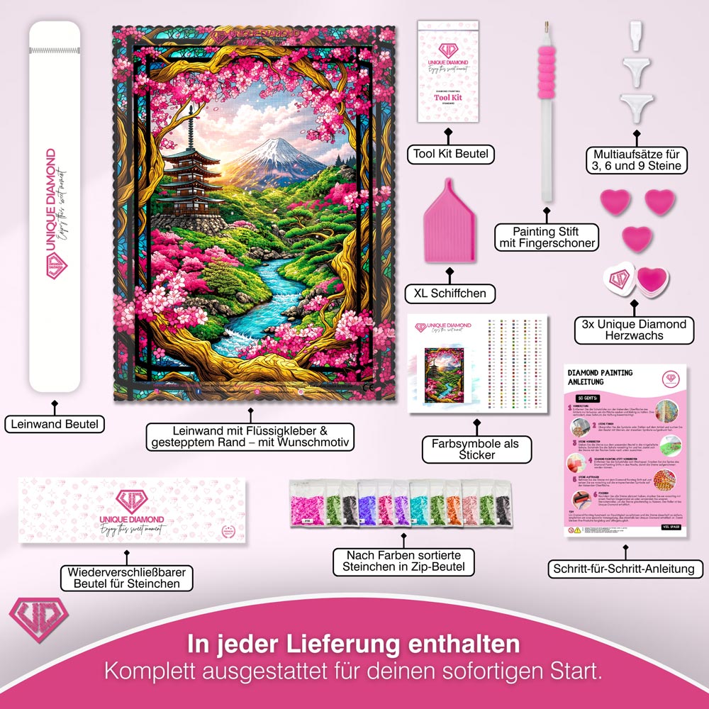 5D Diamond Painting – Sakura Valley of Fuji
