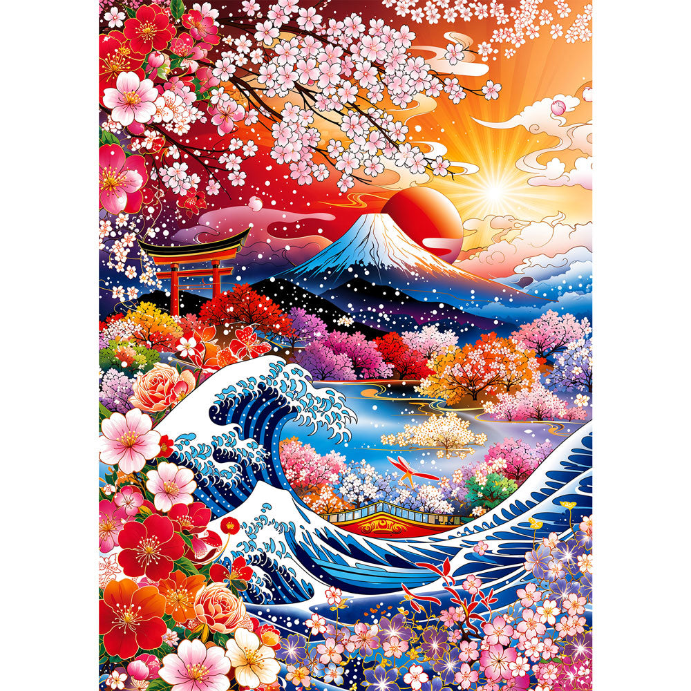 5D Diamond Painting – Sakura Waves of Fuji | Unique Diamond