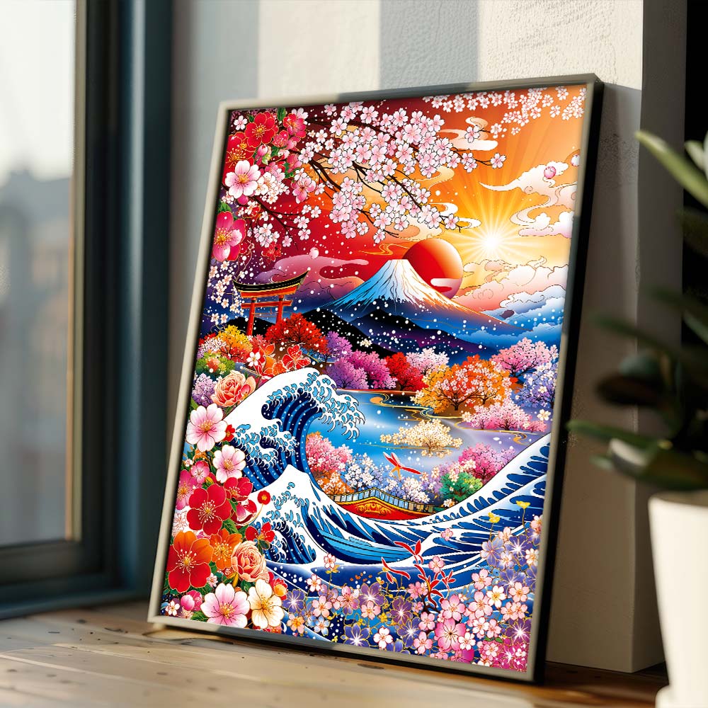 5D Diamond Painting – Sakura Waves of Fuji