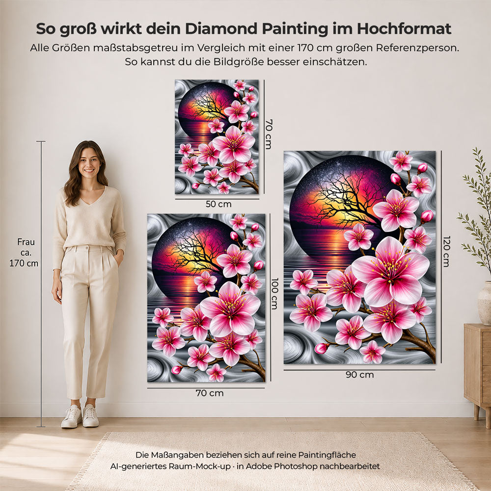 5D Diamond Painting – Sakura im Licht der Abendsonne