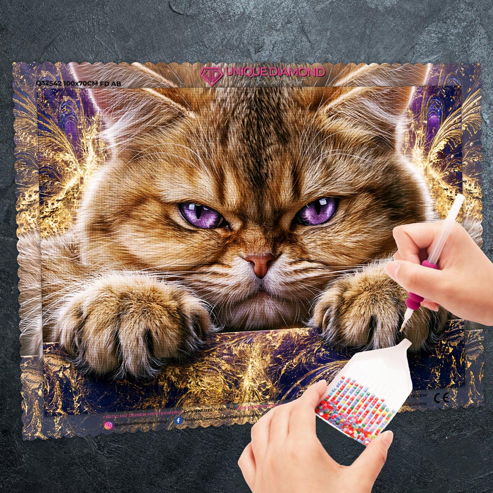 5D Diamond Painting – Samtpfote Aurelio mit Amethystblick