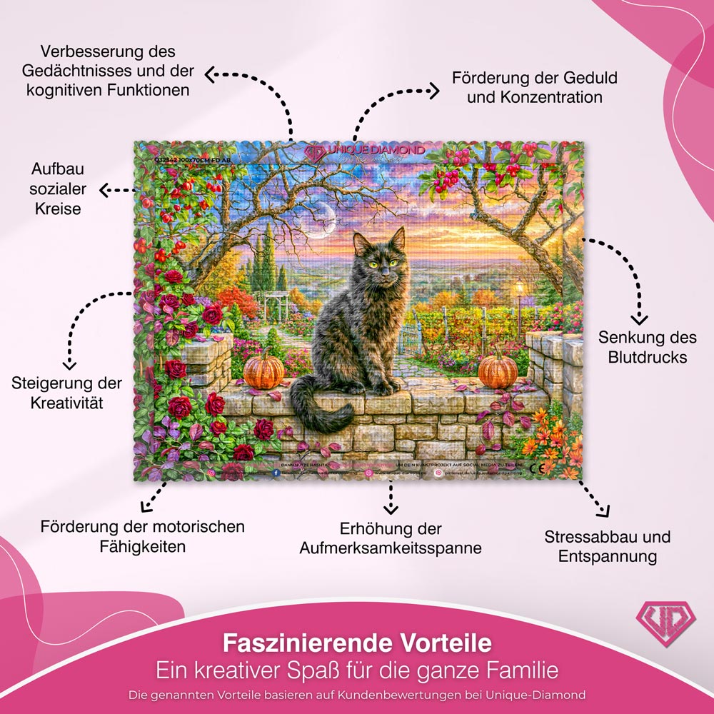 5D Diamond Painting – Samtpfote im Herbstgarten