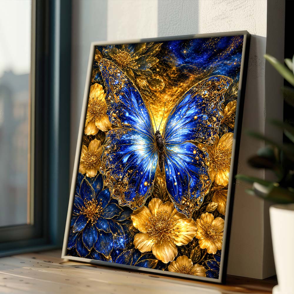 5D Diamond Painting – Saphirflügel im Goldenen Firmament