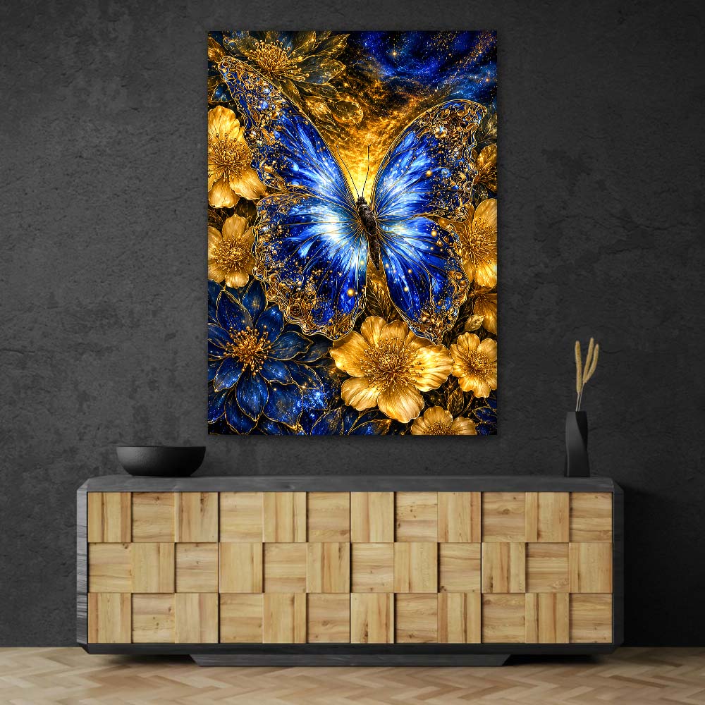 5D Diamond Painting – Saphirflügel im Goldenen Firmament