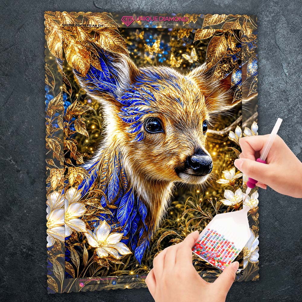 5D Diamond Painting – Saphirgesang des Waldlichts