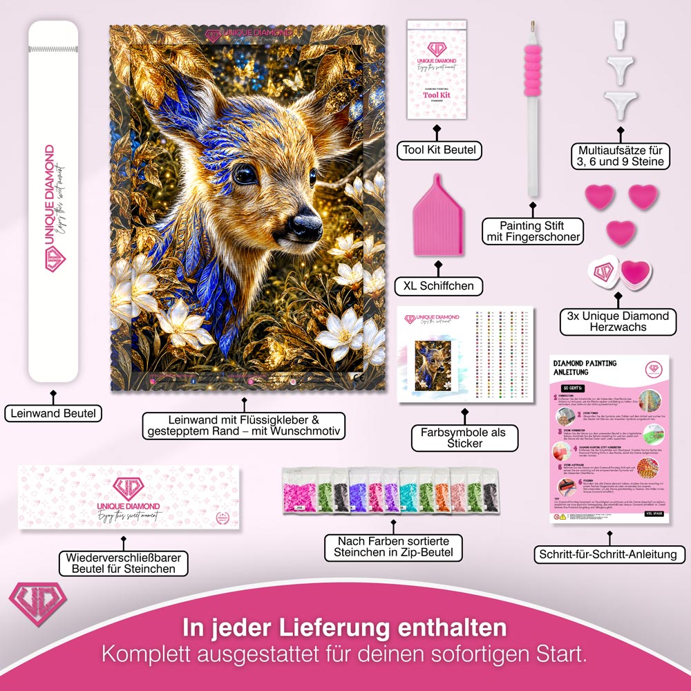 5D Diamond Painting – Saphirgesang des Waldlichts