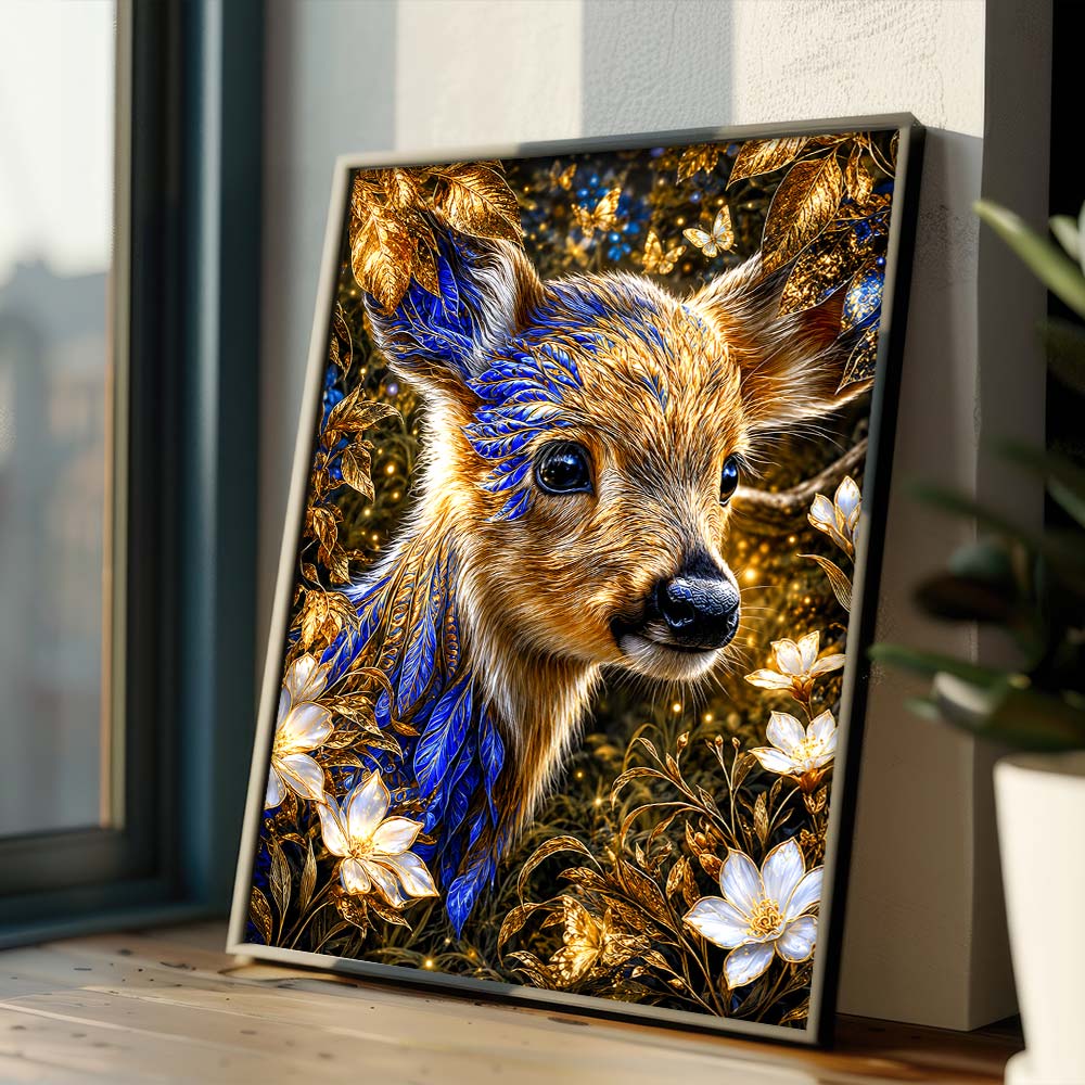 5D Diamond Painting – Saphirgesang des Waldlichts