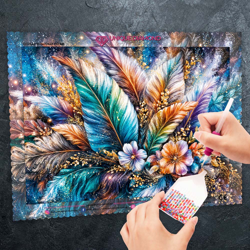 5D Diamond Painting – Schimmernde Federblüten