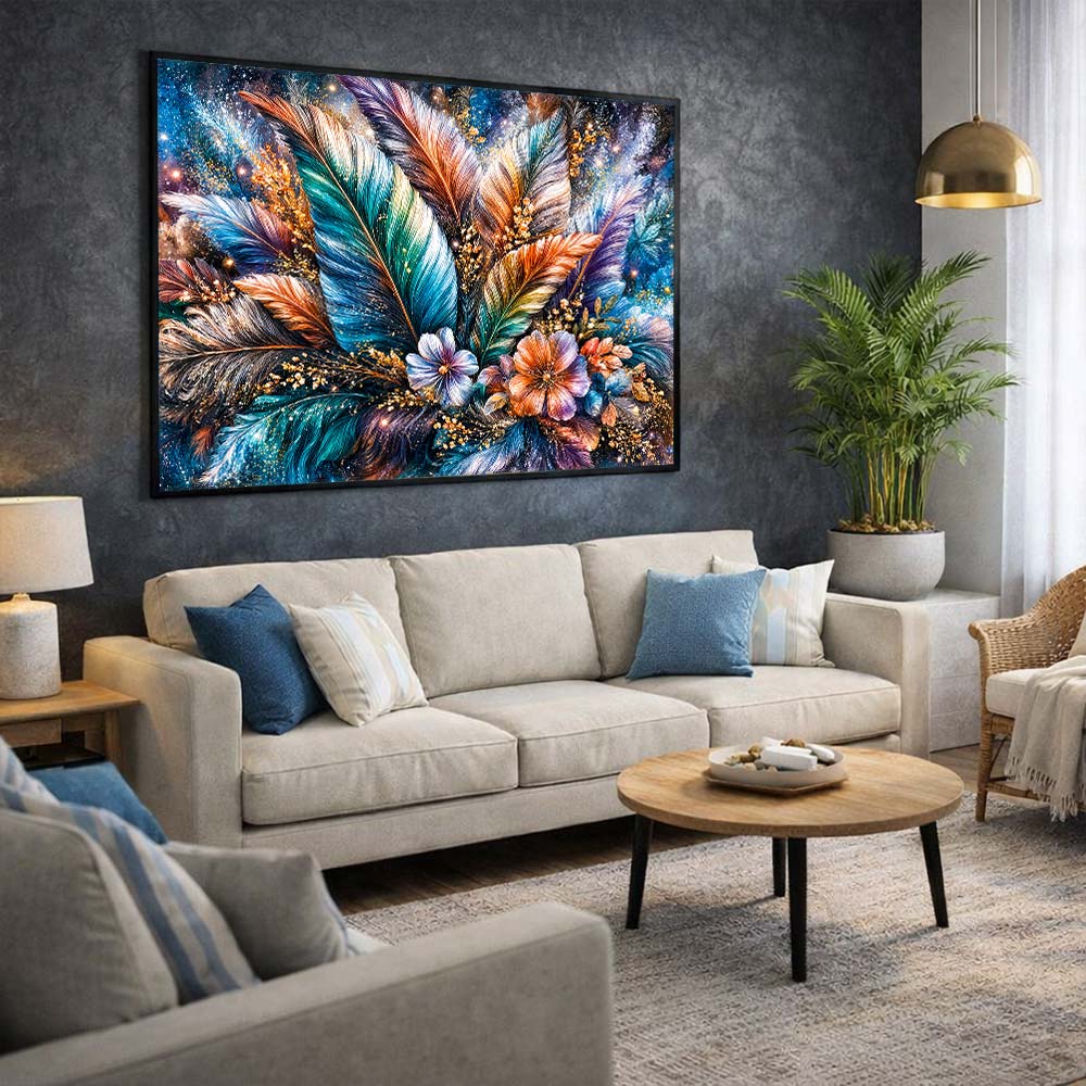 5D Diamond Painting – Schimmernde Federblüten