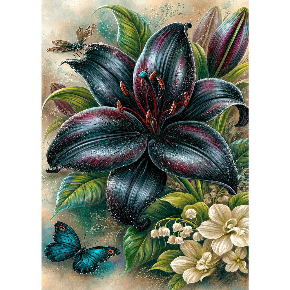5D Diamond Painting – Schwarze Lilie der Dämmerung | Unique Diamond