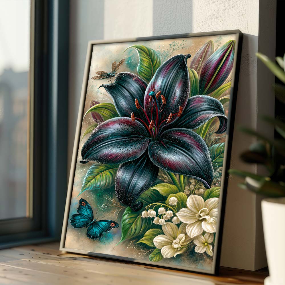 5D Diamond Painting – Schwarze Lilie der Dämmerung