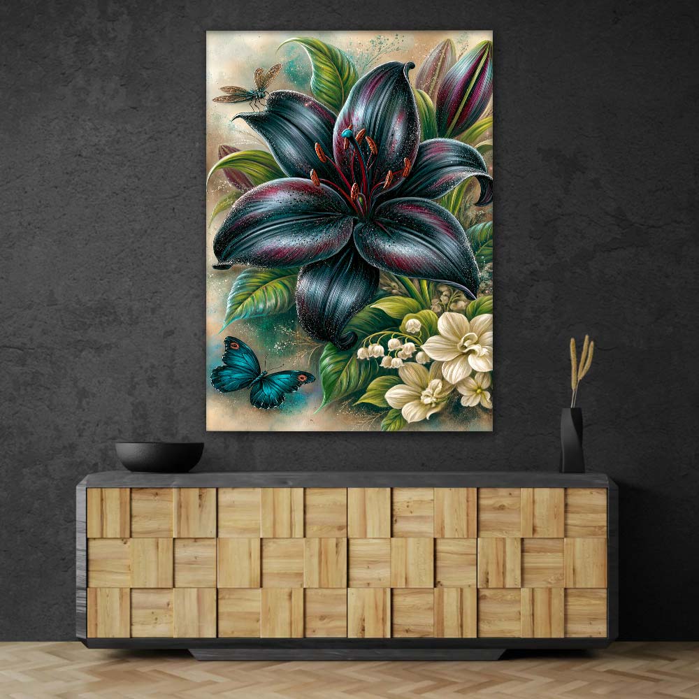 5D Diamond Painting – Schwarze Lilie der Dämmerung