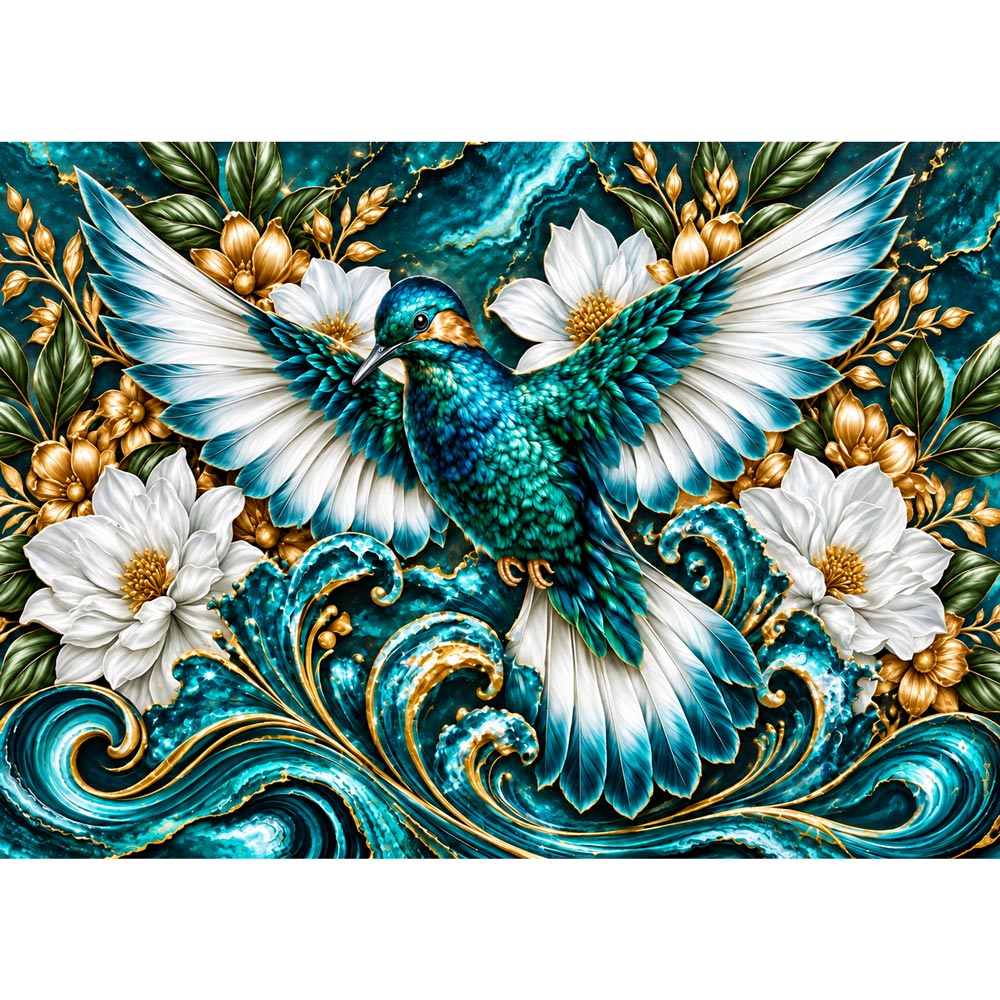 5D Diamond Painting – Schwingen der Smaragdwellen | Unique Diamond