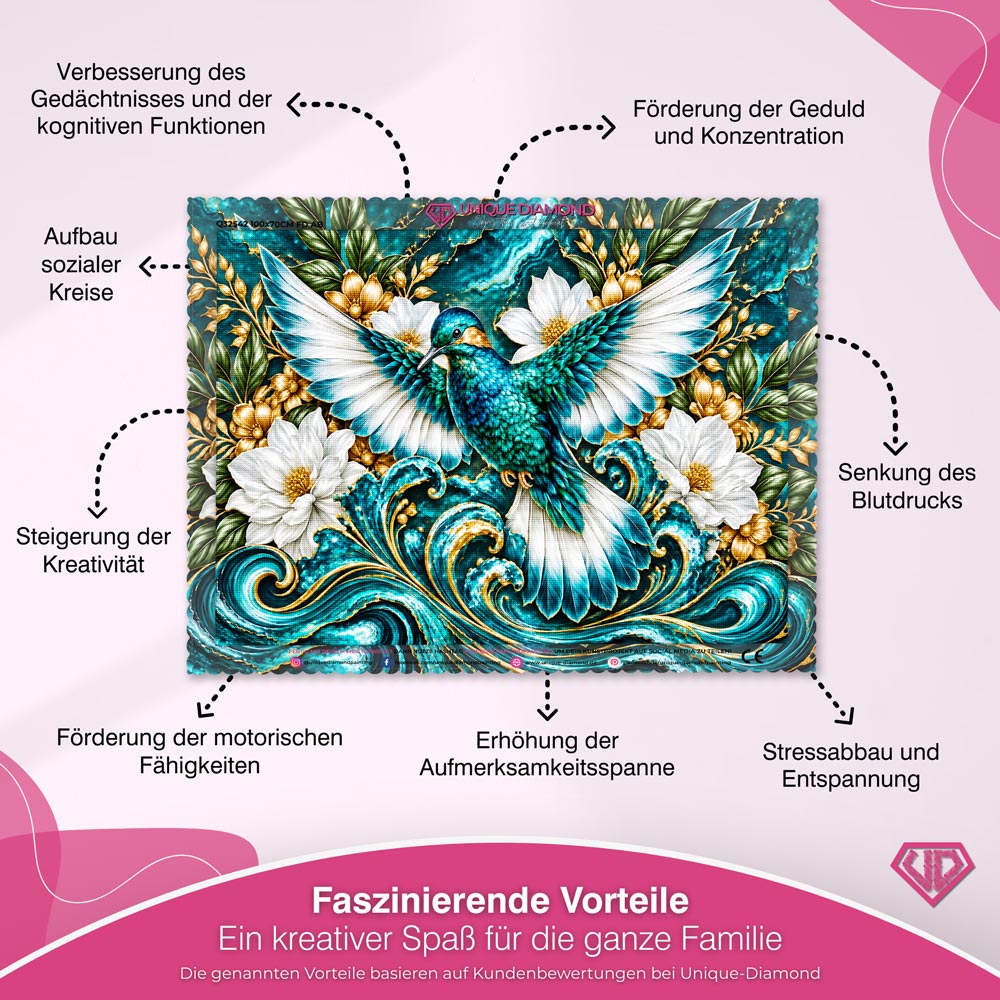5D Diamond Painting – Schwingen der Smaragdwellen