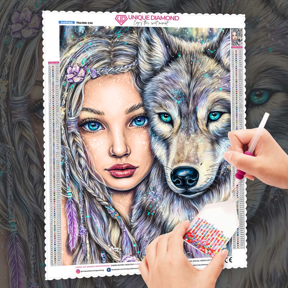 5D Diamond Painting – Seelenblick des Wolfes Unique-Diamond