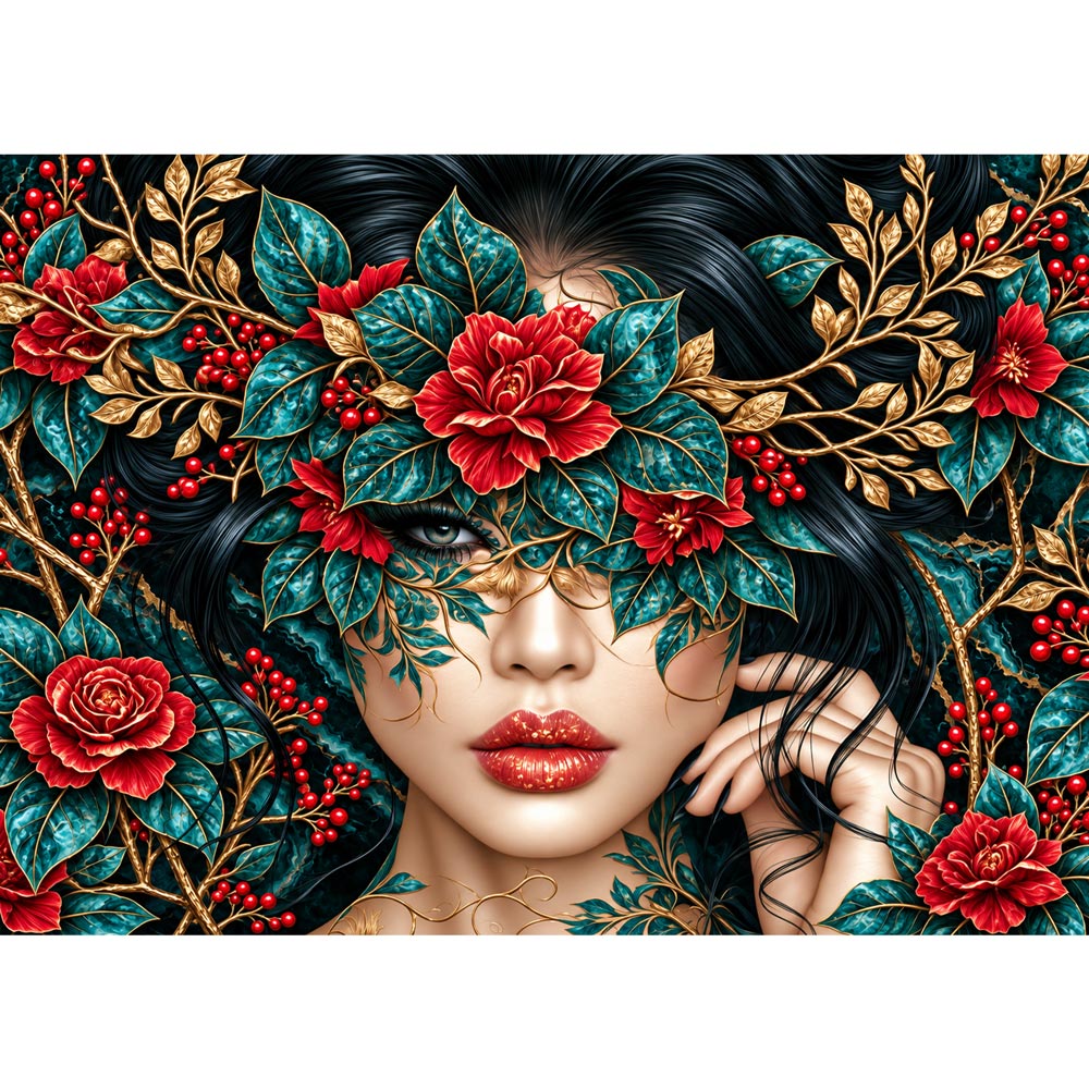 5D Diamond Painting – Selene im Garten der Rubinrosen | Unique Diamond