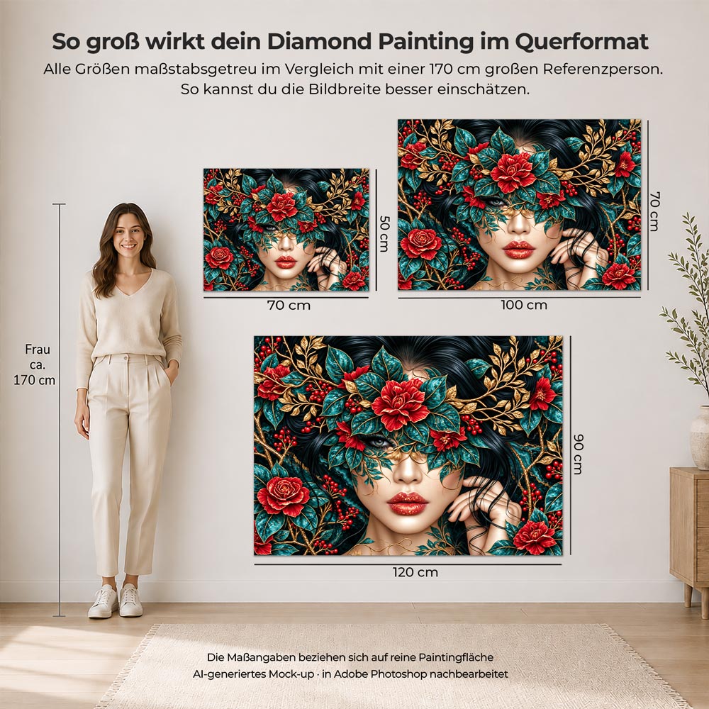 5D Diamond Painting – Selene im Garten der Rubinrosen