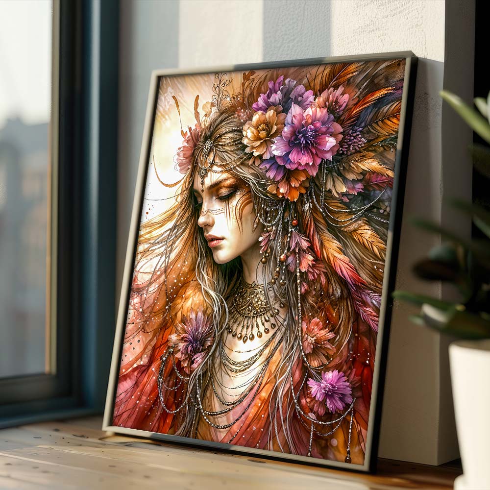 5D Diamond Painting – Seraphina – Göttin des Herbstlichts, Unique-Diamond