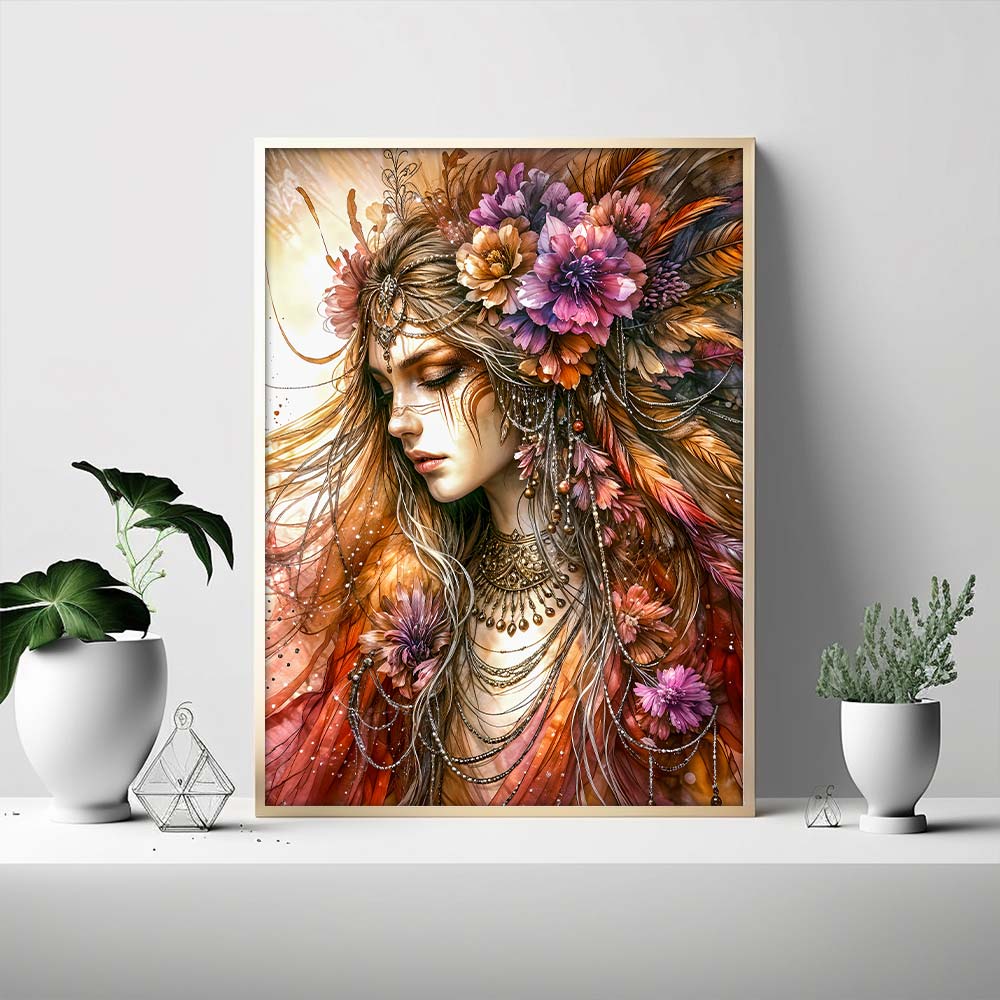 5D Diamond Painting – Seraphina – Göttin des Herbstlichts, Unique-Diamond