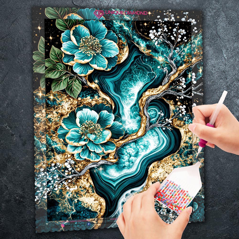 5D Diamond Painting – Smaragdblüten der Ewigkeit