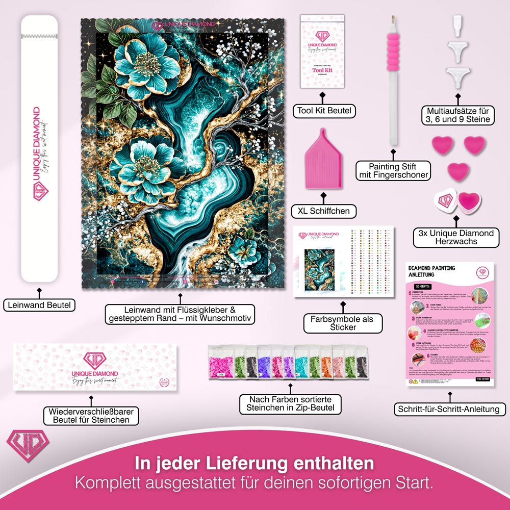 5D Diamond Painting – Smaragdblüten der Ewigkeit