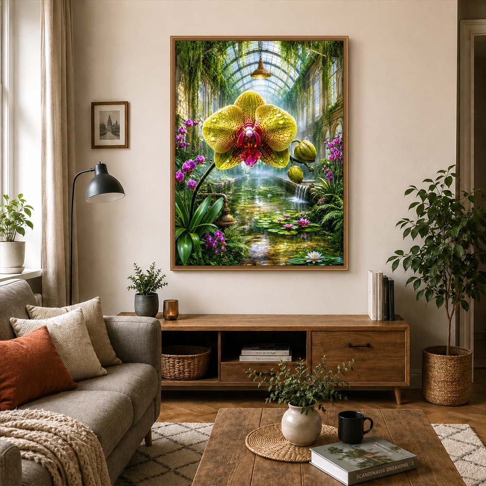 5D Diamond Painting – Smaragdorchidee im Glashaus der Ewigkeit