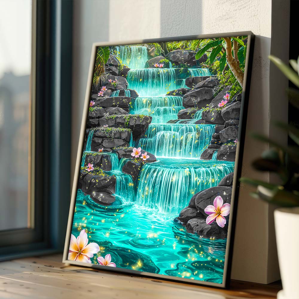 5D Diamond Painting – Smaragdquelle der Tropen, Unique-Diamond