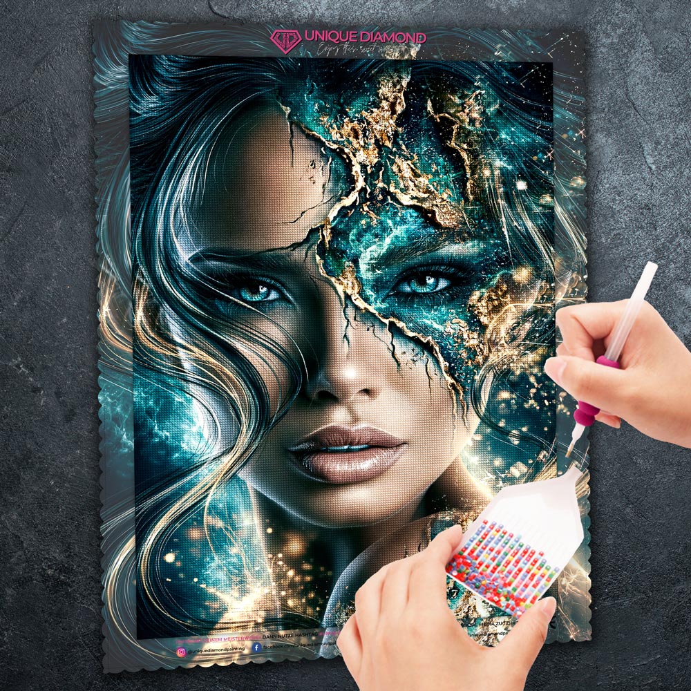 5D Diamond Painting – Smaragdseele in Gold