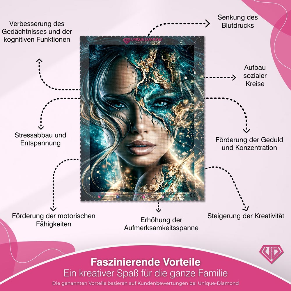 5D Diamond Painting – Smaragdseele in Gold