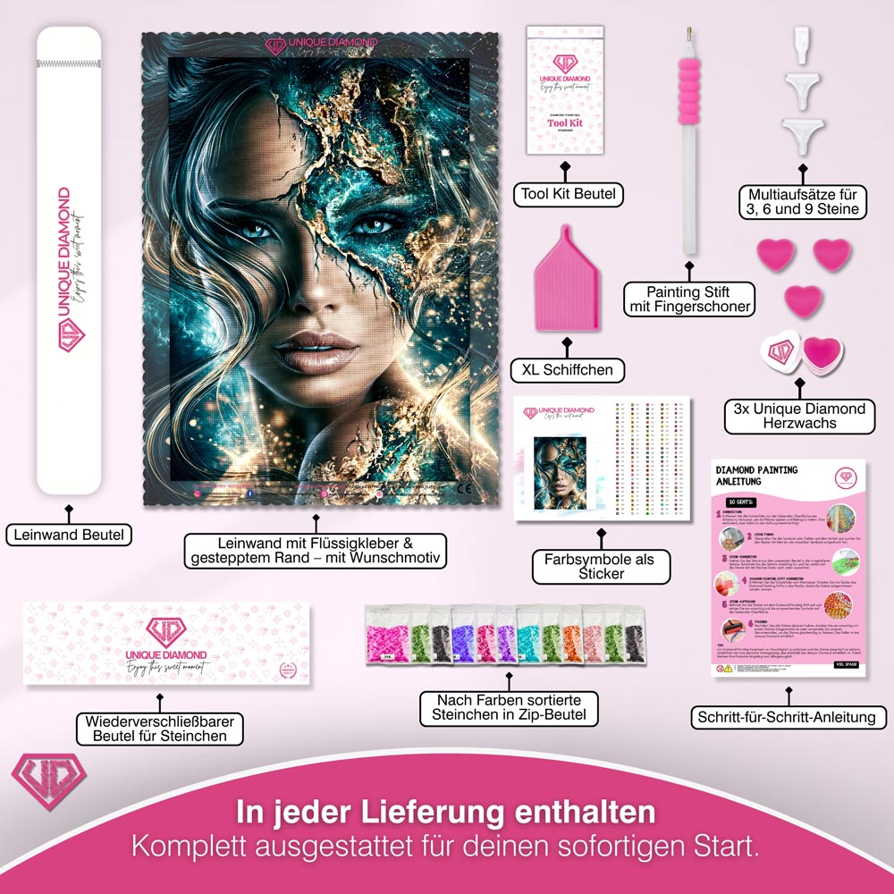 5D Diamond Painting – Smaragdseele in Gold