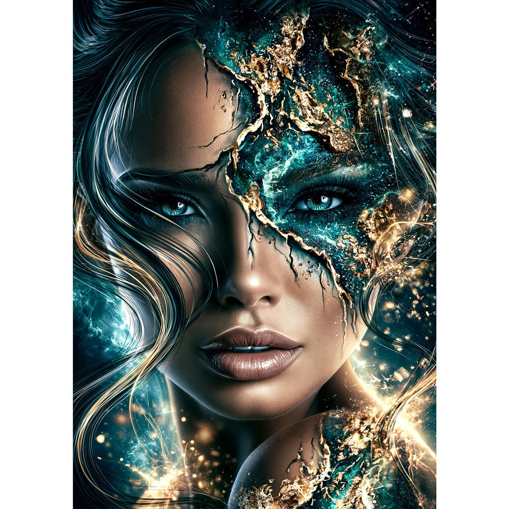 5D Diamond Painting – Smaragdseele in Gold | Unique Diamond