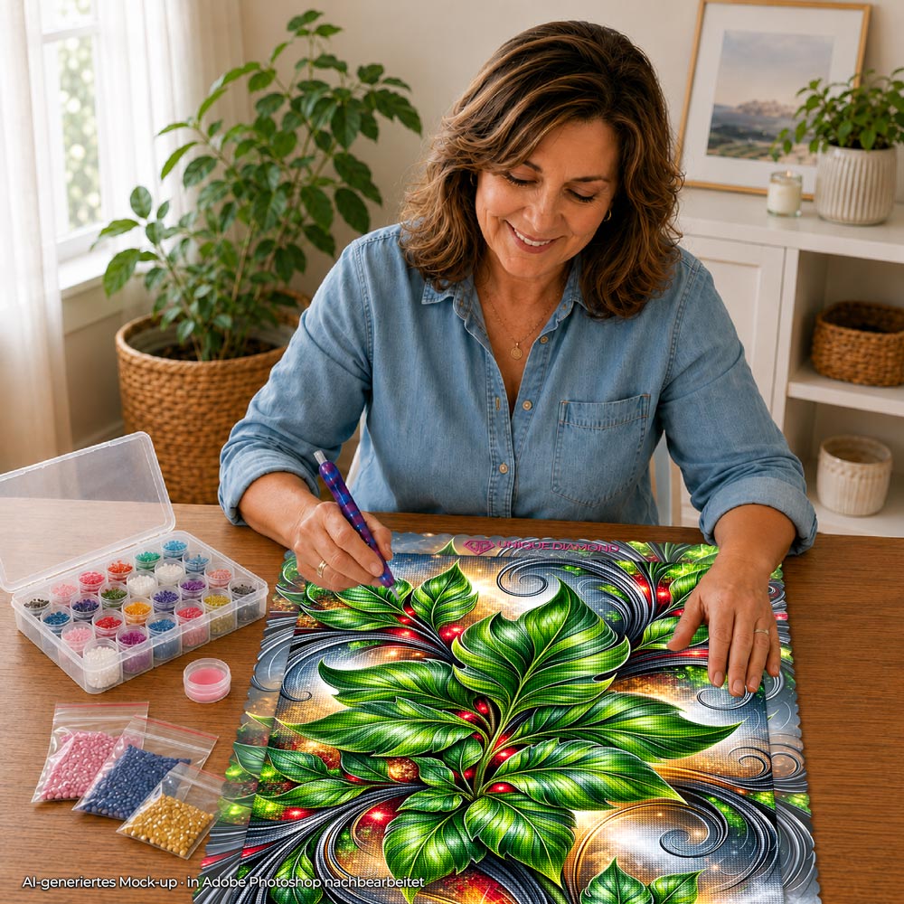 5D Diamond Painting – Smaragdzauber des Lebens
