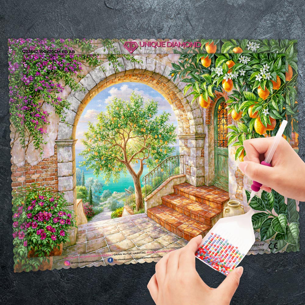 5D Diamond Painting – Sonnentor der Zitronengärten