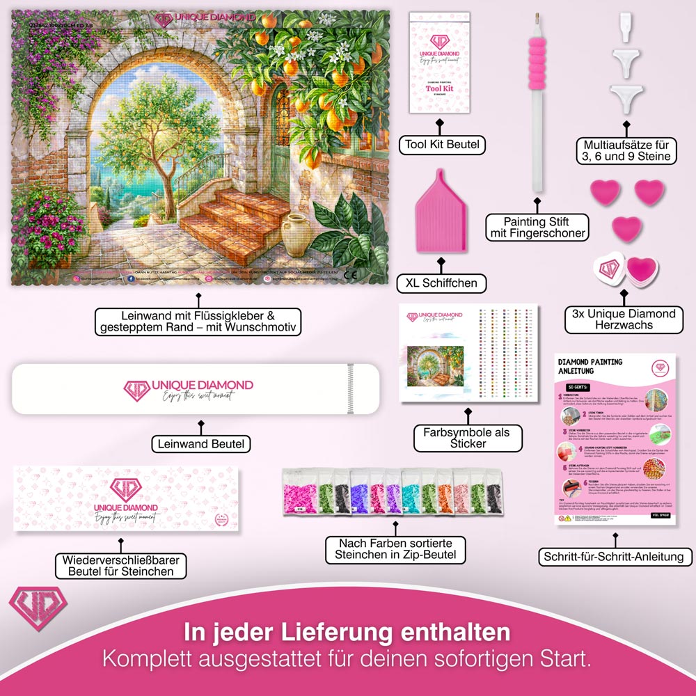 5D Diamond Painting – Sonnentor der Zitronengärten