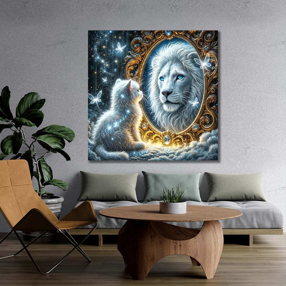 5D Diamond Painting – Spiegelbild der Stärke, Unique-Diamond