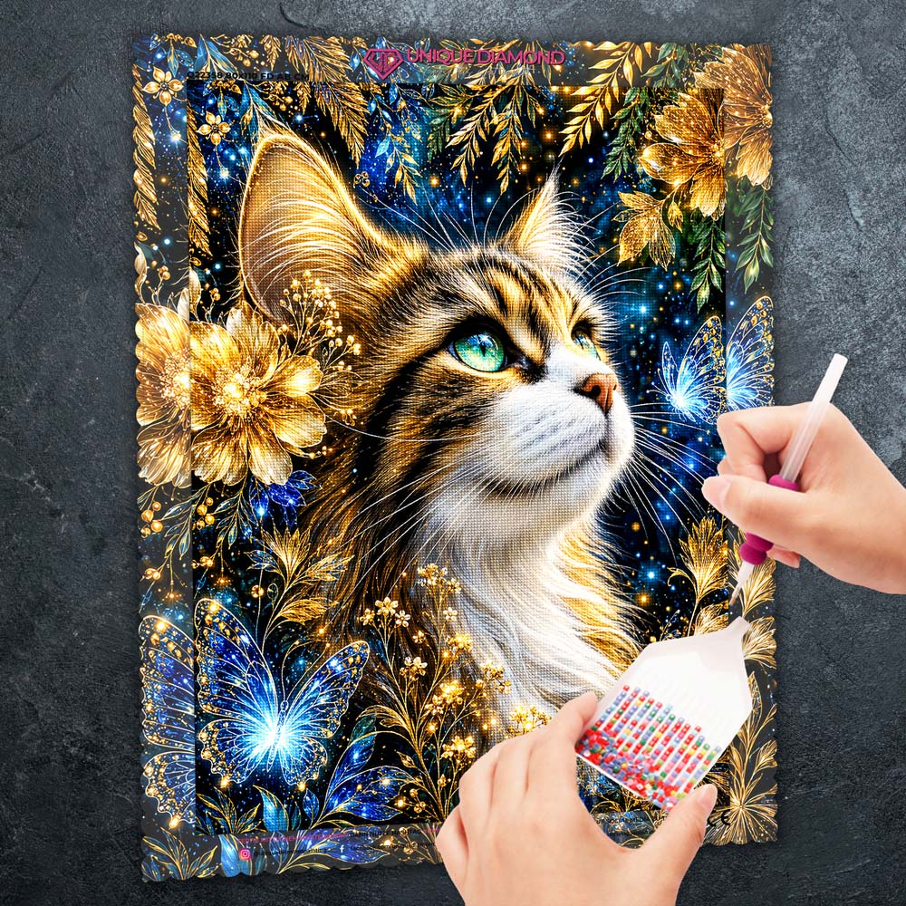 5D Diamond Painting – Sternenflüstern im Goldenen Blütenhain