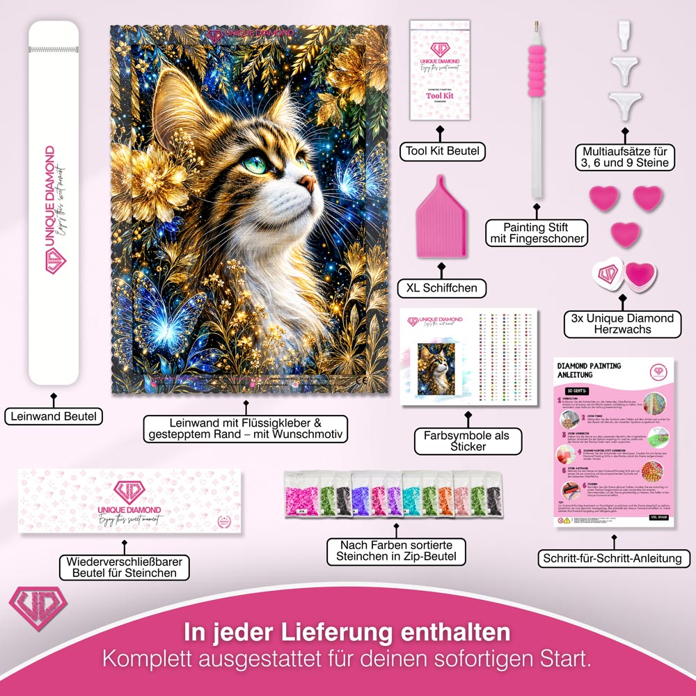 5D Diamond Painting – Sternenflüstern im Goldenen Blütenhain
