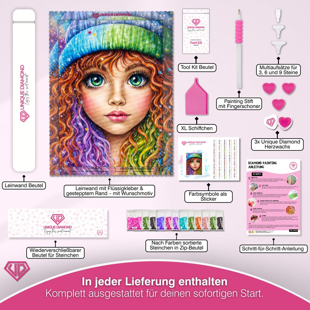 5D Diamond Painting – Sternenmädchen Livia im Farbenrausch