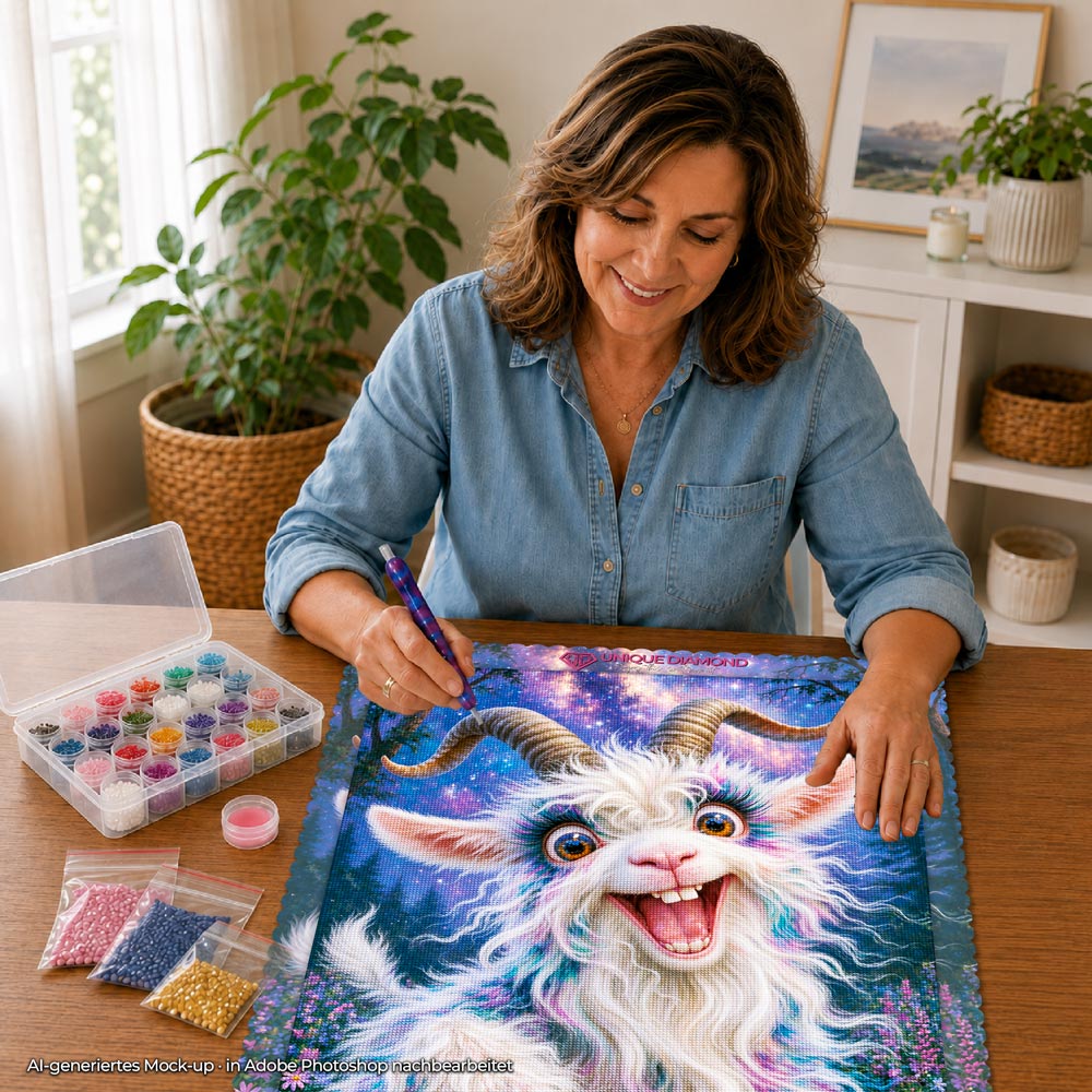 5D Diamond Painting – Sternenzottel im Zauberwald
