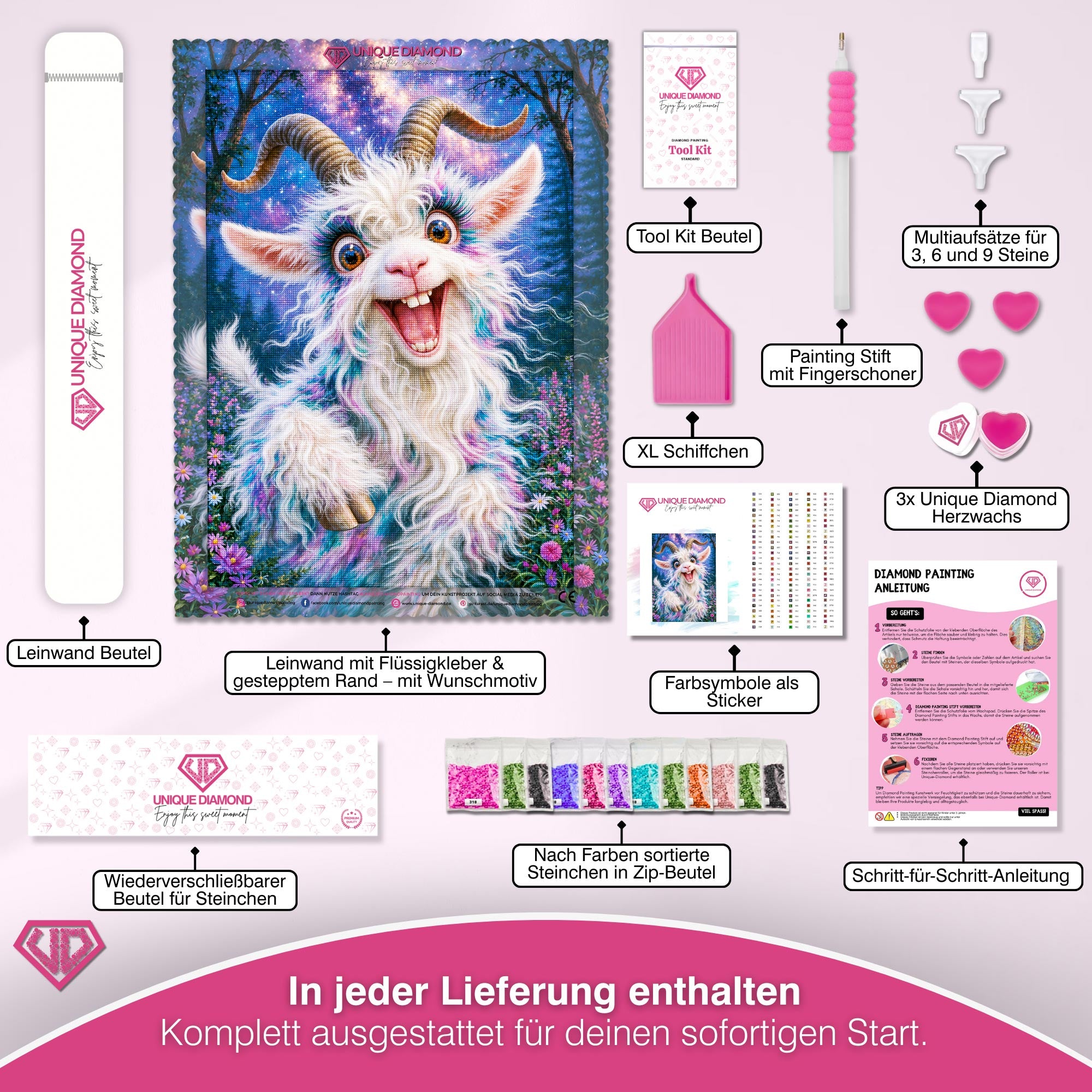 5D Diamond Painting – Sternenzottel im Zauberwald