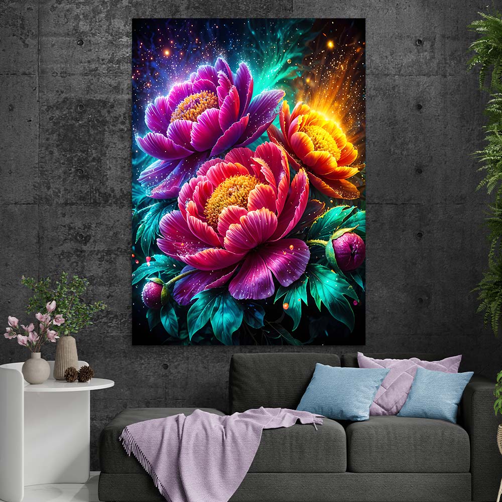 5D Diamond Painting – Strahlende Pfingstrosenpracht, unique-diamond