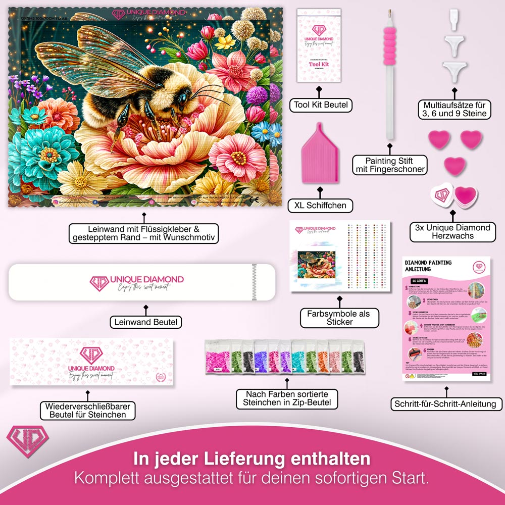 5D Diamond Painting – Summen im Blütenparadies