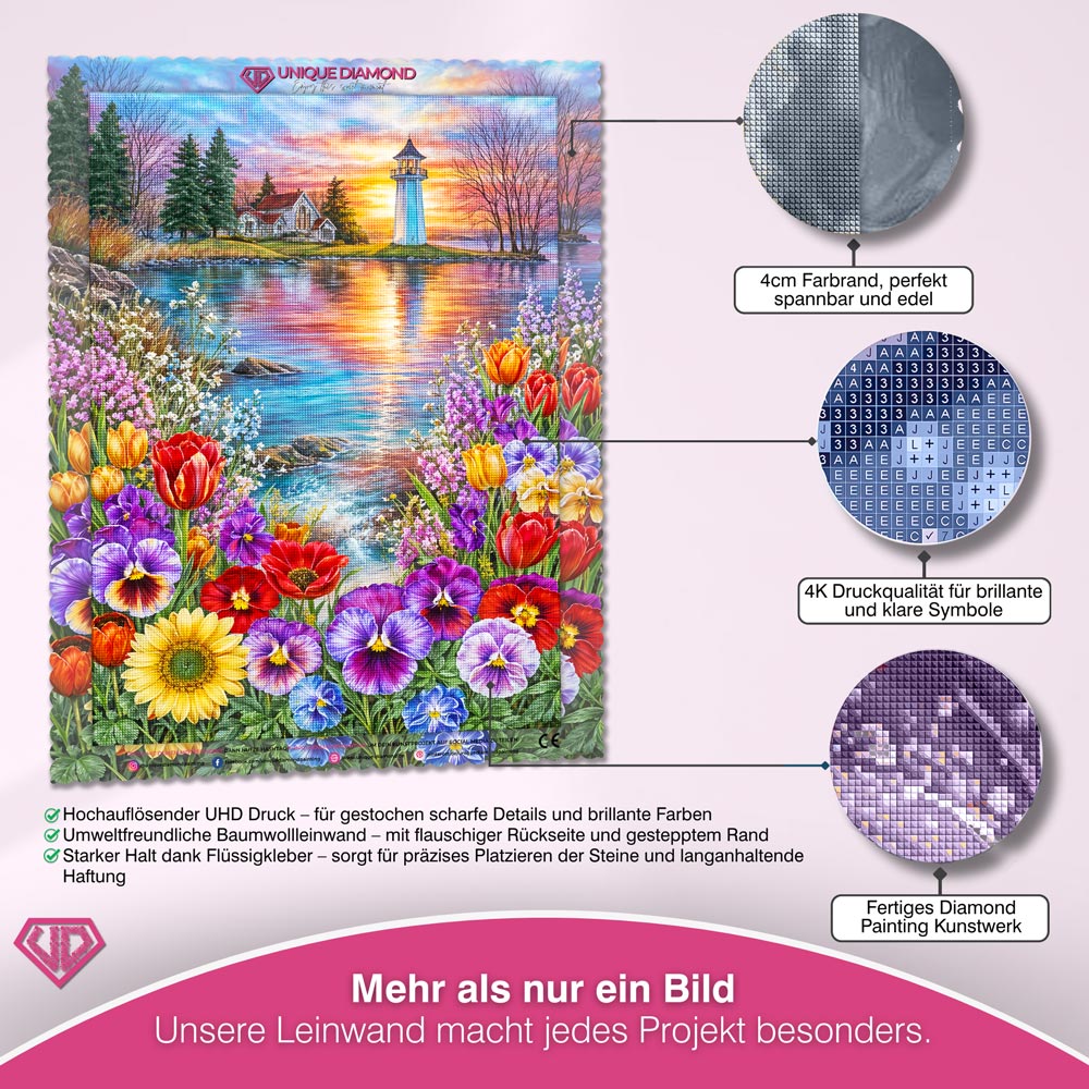 5D Diamond Painting – Sunset Lighthouse Garden
